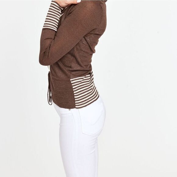 Dolce Cabo linen blend mocha brown top size L - Picture 3 of 10